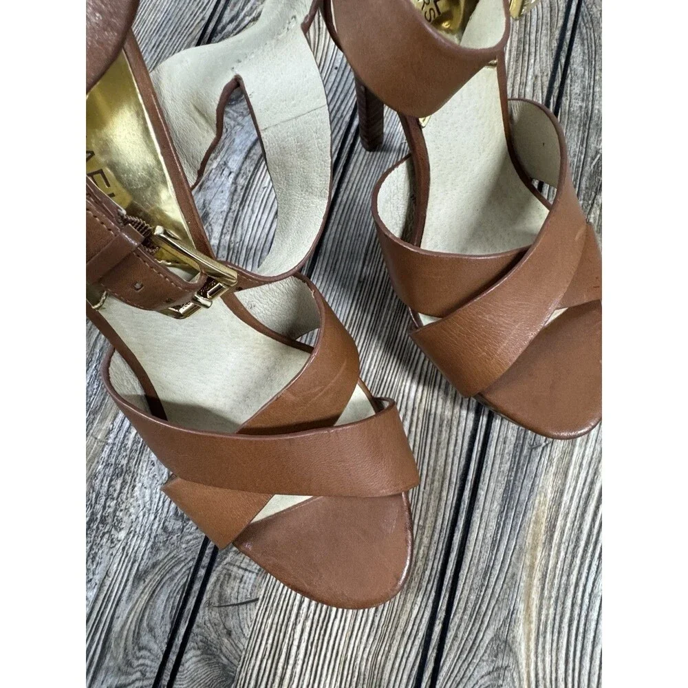 Michael Michael Kors Women's Oksana Sandal Luggage SZ 7 1/2
